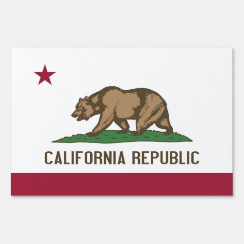 Yard Sign with flag of California USA