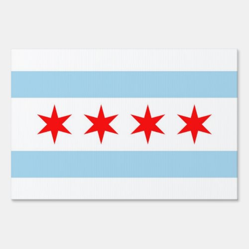 Yard Sign with flag of Chicago Illinois USA