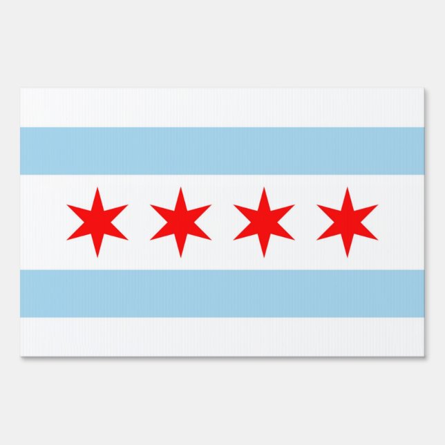 Yard Sign with flag of Chicago, Illinois, USA (Front)