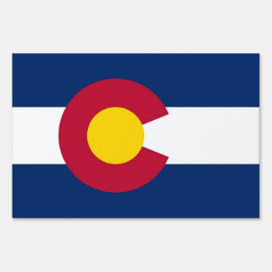 Yard Sign with flag of Colorado, USA