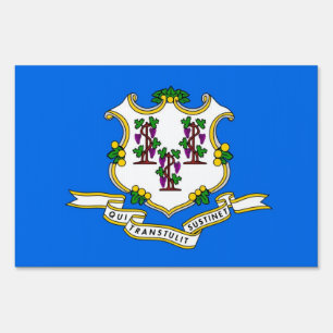 Yard Sign with flag of Connecticut, USA