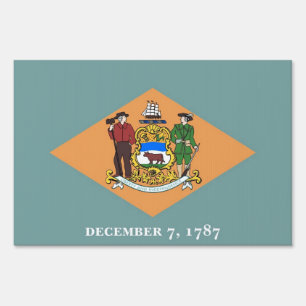 Yard Sign with flag of Delaware, USA