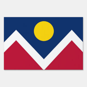 Yard Sign with flag of Denver, Colorado, USA