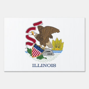 Yard Sign with flag of Illinois, USA