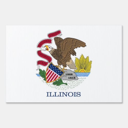 Yard Sign with flag of Illinois USA