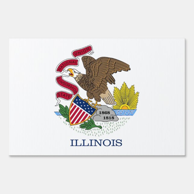 Yard Sign with flag of Illinois, USA (Front)