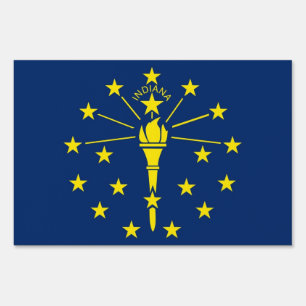 Yard Sign with flag of Indiana, USA