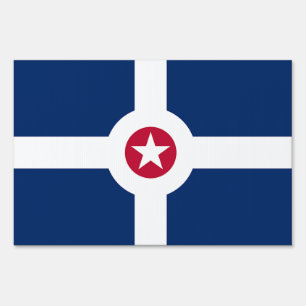 Yard Sign with flag of Indianapolis City, USA