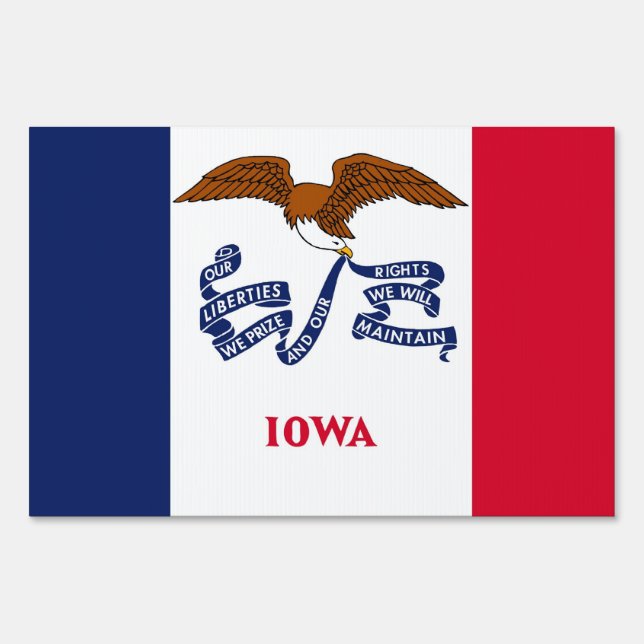 Yard Sign with flag of Iowa, USA (Front)