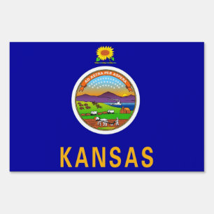 Yard Sign with flag of Kansas, USA
