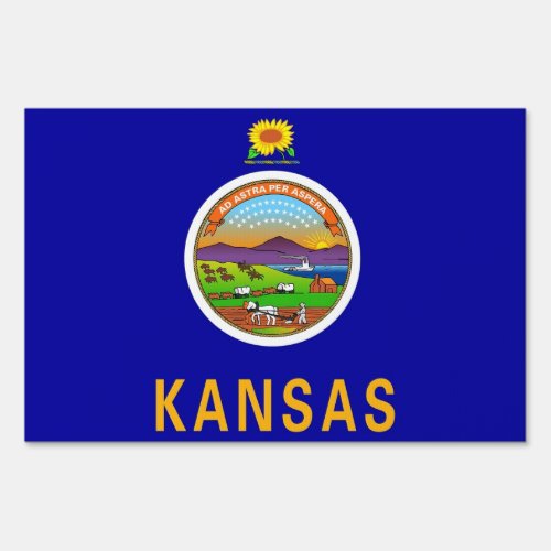 Yard Sign with flag of Kansas USA