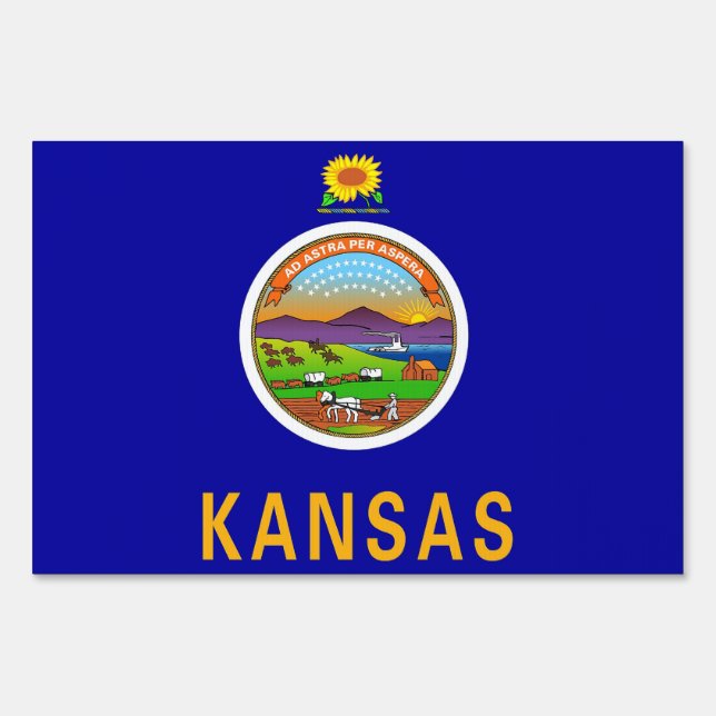 Yard Sign with flag of Kansas, USA (Front)