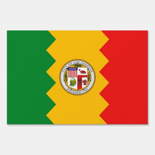 Yard Sign with flag of Los Angeles California