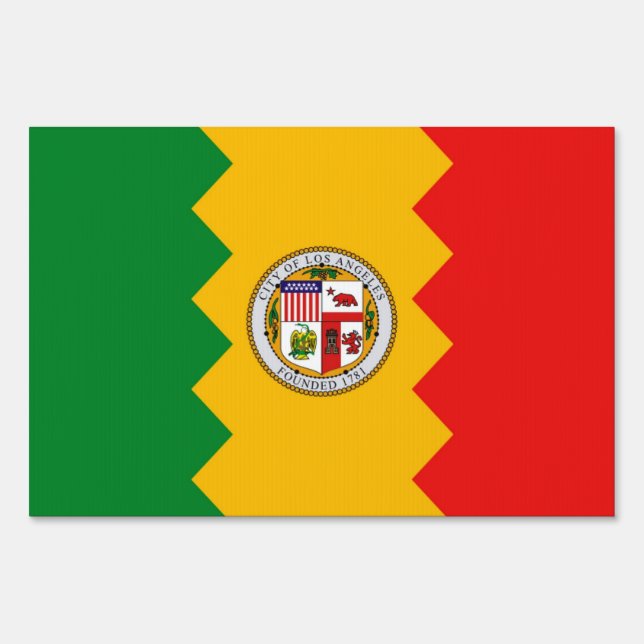 Yard Sign with flag of Los Angeles, California (Front)