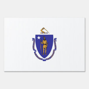 Yard Sign with flag of Massachusetts, USA