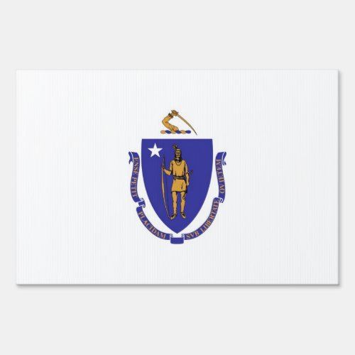 Yard Sign with flag of Massachusetts USA