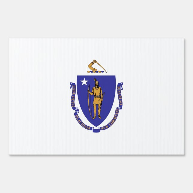 Yard Sign with flag of Massachusetts, USA (Front)
