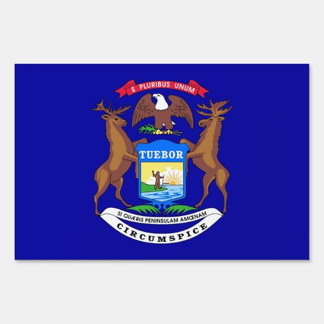 Yard Sign with flag of Michigan, USA (Front)