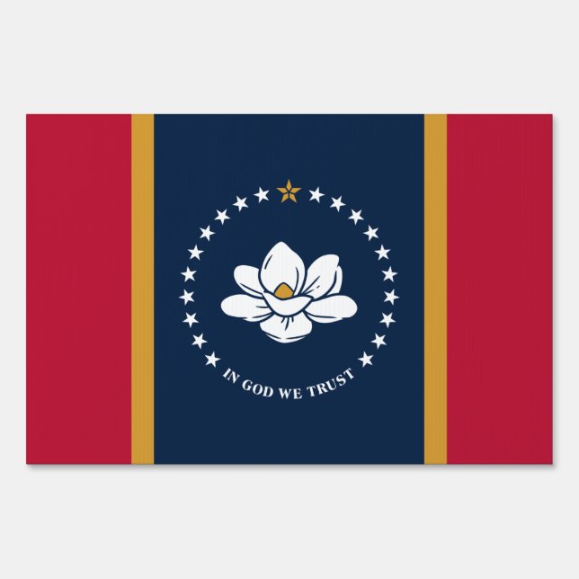 Yard Sign with flag of Mississippi State, USA (Front)
