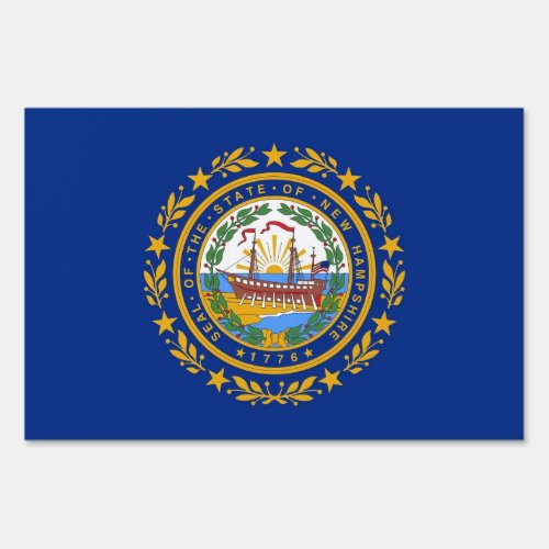 Yard Sign with flag of New Hampshire USA