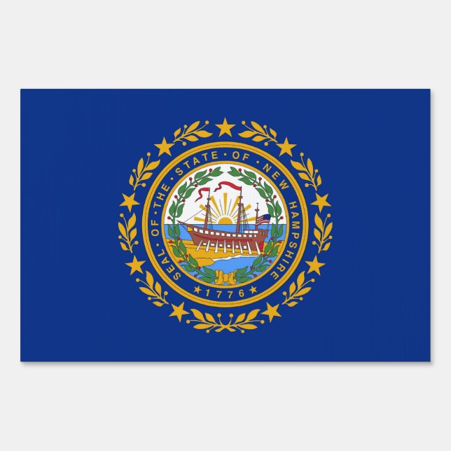 Yard Sign with flag of New Hampshire, USA (Front)