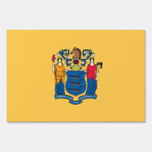 Yard Sign with flag of New Jersey, USA
