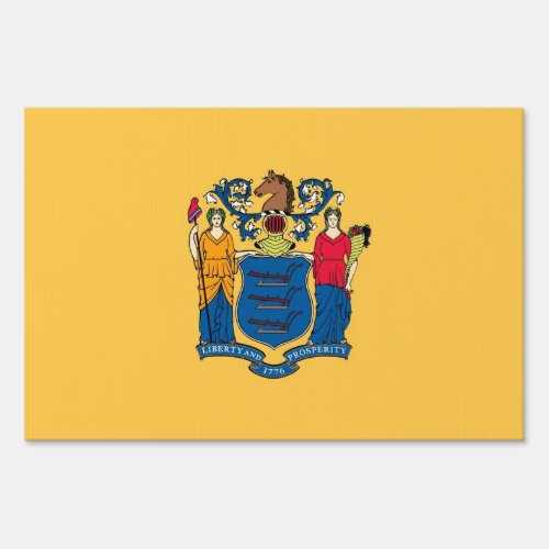 Yard Sign with flag of New Jersey USA