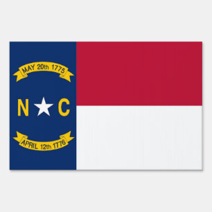 Yard Sign with flag of North Carolina, USA
