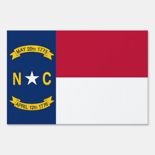 Yard Sign with flag of North Carolina USA