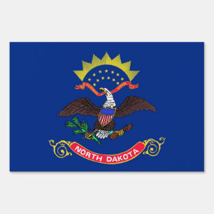Yard Sign with flag of North Dakota, USA