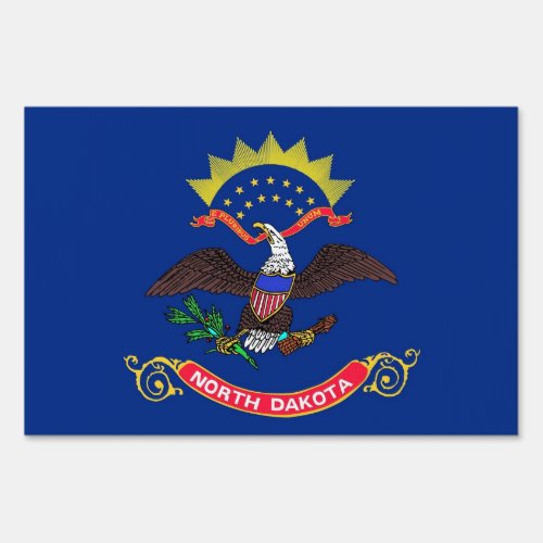 Yard Sign with flag of North Dakota USA
