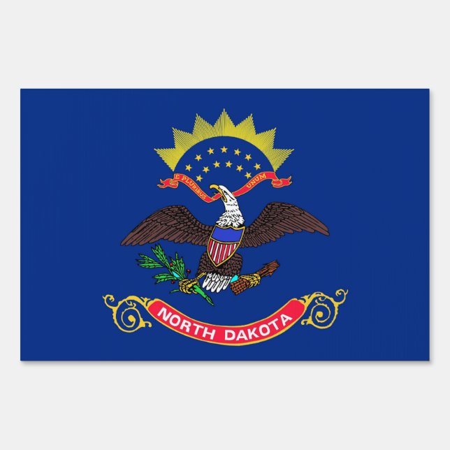Yard Sign with flag of North Dakota, USA (Front)