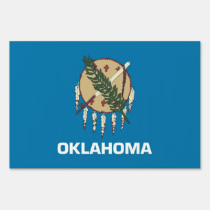 Yard Sign with flag of Oklahoma, USA