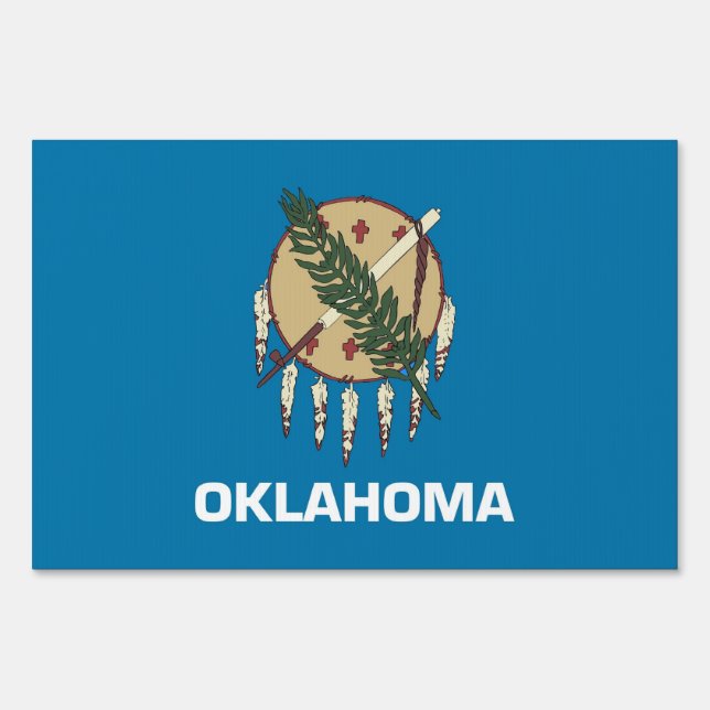 Yard Sign with flag of Oklahoma, USA (Front)