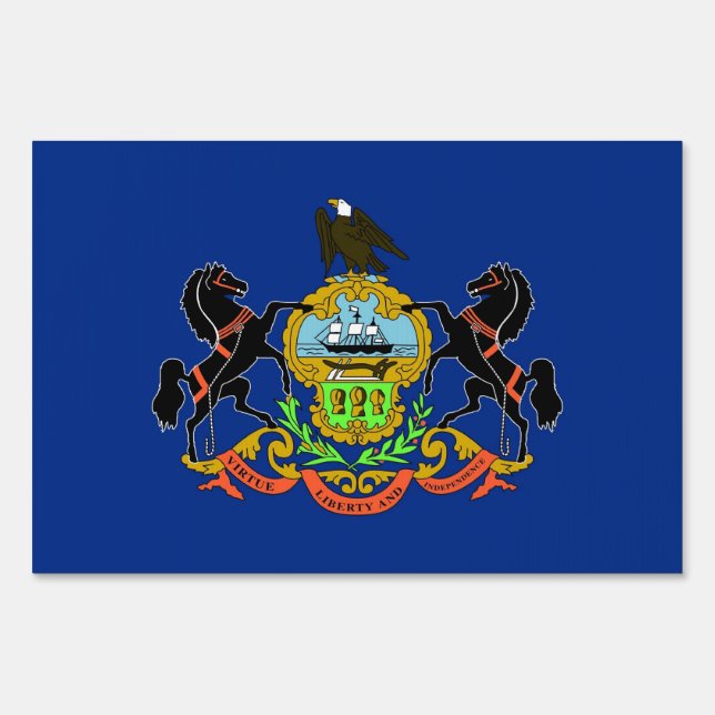 Yard Sign with flag of Pennsylvania, USA (Front)