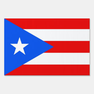 Yard Sign with flag of Puerto Rico, USA