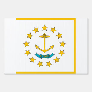 Yard Sign with flag of Rhode Island, USA