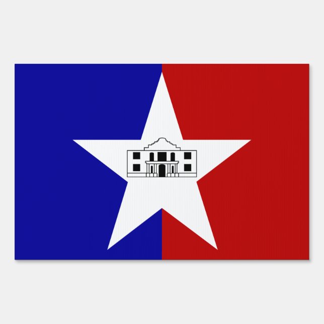 Yard Sign with flag of San Antonio City, USA (Front)