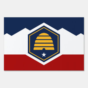 Yard Sign with flag of Utah, USA
