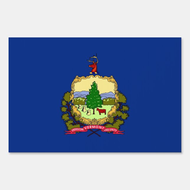 Yard Sign with flag of Vermont, USA (Front)