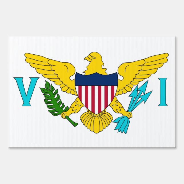Yard Sign with flag of Virgin Islands, USA (Front)