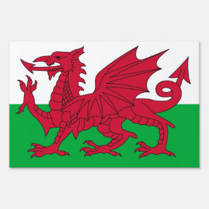 Yard Sign with flag of Wales, United Kingdom