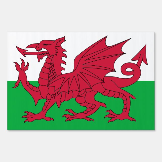 Yard Sign with flag of Wales, United Kingdom (Front)