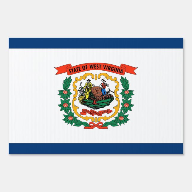 Yard Sign with flag of West Virginia, USA (Front)