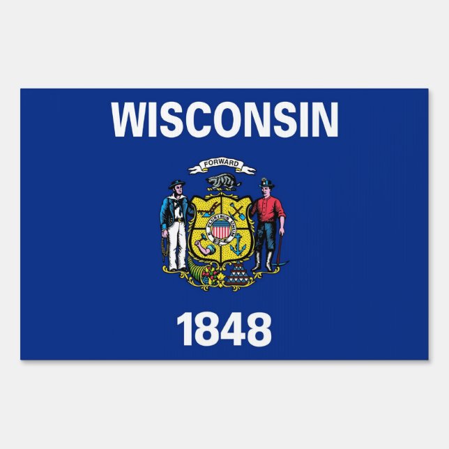 Yard Sign with flag of Wisconsin, USA (Front)