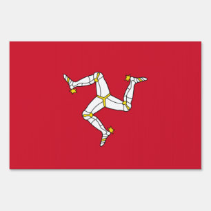 Yard Sign with Isle of Man flag, United Kingdom