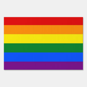 Yard Sign with Rainbow LGBT Pride flag
