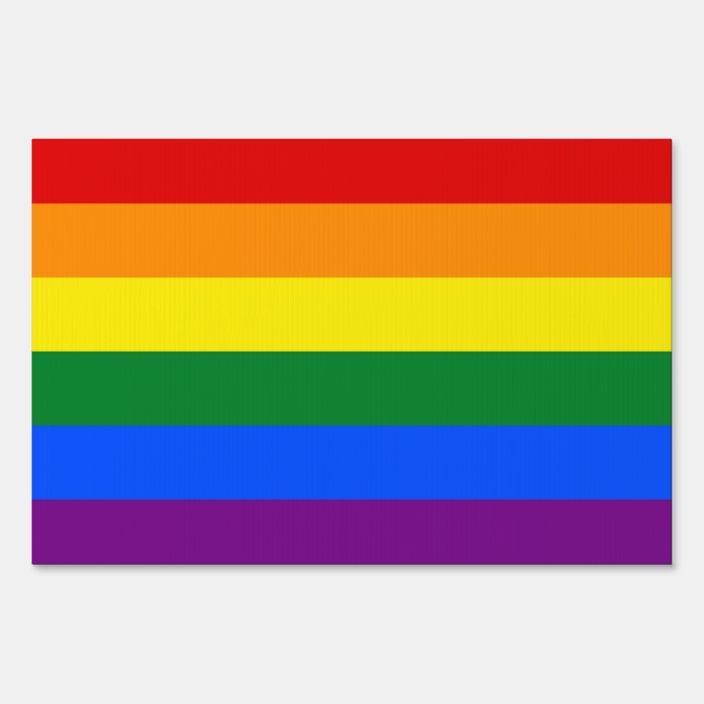 Yard Sign With Rainbow Lgbt Pride Flag