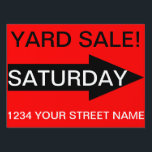 Yard Sign - YARD SALE!<br><div class="desc">This eye-catching, yard sign is simple and straight to the point (no pun intended). The arrow on either side is in opposing directions to make sure that traffic going either way is shown the way to your event. Whether it's a yard sale, garage sale, flea market or other event, the...</div>