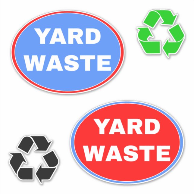Yard Waste Disposal Sign - Recycling (Bin & Bag) Sticker (Front)
